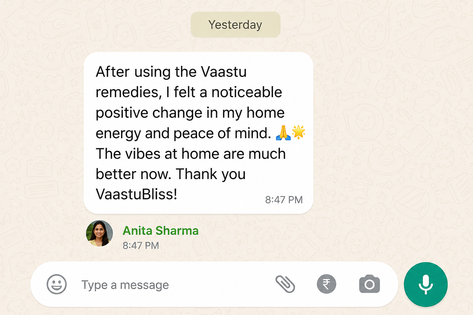 Real WhatsApp Testimonial 1